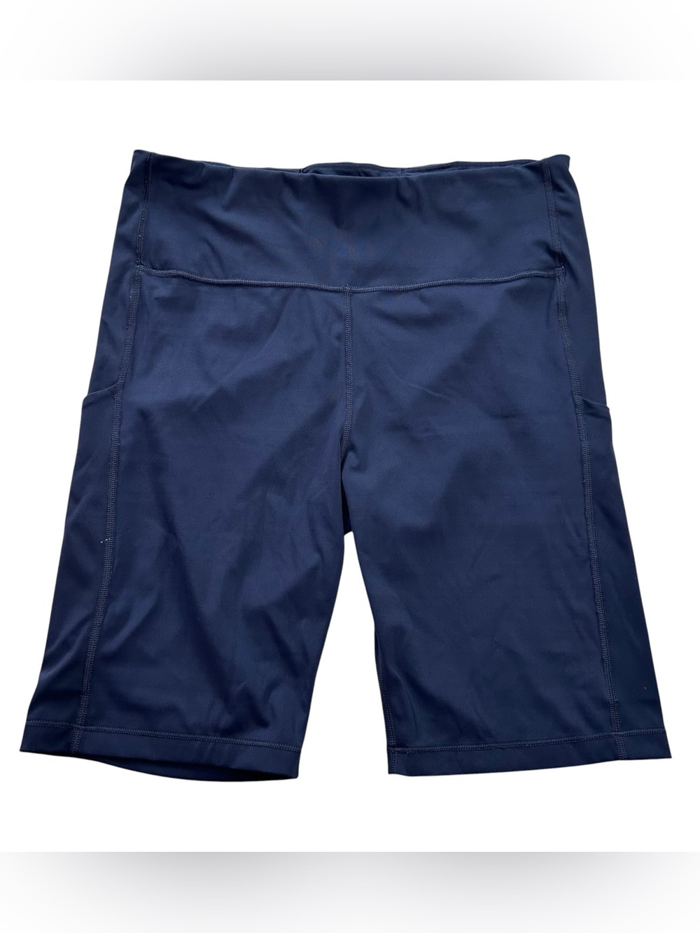 Athleta Ultimate Stash Pocket 9" Biker Shorts Women’s L Navy Blue Yoga Stretch